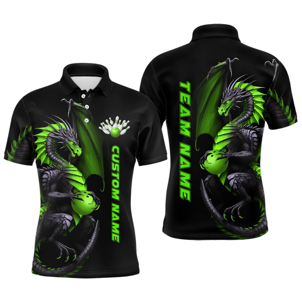 Custom Green Dragon Bowling Polo Shirts Men Team Bowling Jerseys Bowler Outfit Bowling Apparel IPHW5333