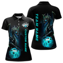 Load image into Gallery viewer, Custom Women Bowling Polo Shirts Blue Dragon Bowling Team Jerseys Bowling League Shirts IPHW5351
