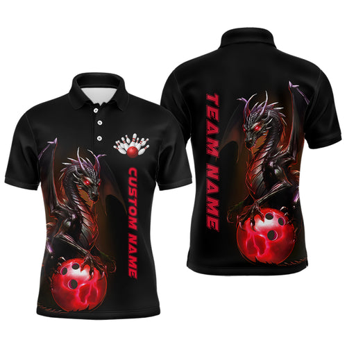 Custom Men Bowling Polo Shirts Red Dragon Bowling Team Jerseys Bowling League Shirts Outfits IPHW5352