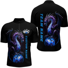 Load image into Gallery viewer, Personalized Blue Dragon Bowling Team Jerseys Men Quarter Zip Shirts Bowling League Shirts IPHW5353