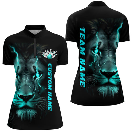Blue Lion Custom Women Bowling Quarter Zip Shirts Bowling League Bowling Team Jerseys IPHW5360