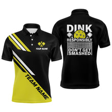 Load image into Gallery viewer, Funy Dink Responsibly Custom Men&#39;S Pickleball Polo Shirts, Pickleball Team Tournament Shirts |Yellow IPHW5528