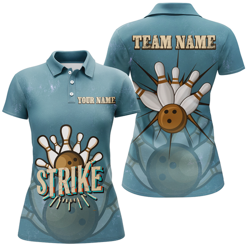 Custom Strike Bowling Women Polo Shirts Vintage Bowling Team Jerseys Retro Bowlers Outfits IPHW5391