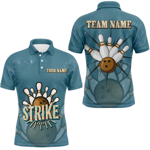 Custom Strike Bowling Men Polo Shirts Vintage Bowling Team Jerseys Retro Bowlers Outfits IPHW5391