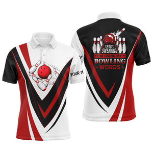 Custom bowling polo shirts for men I'm not swearing, I'm using my bowling words red bowl shirts NQS6633