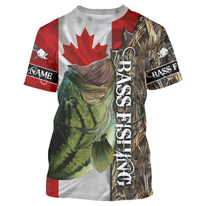 Bass Fishing Canada Flag Custom name All over print shirts - personalized fishing gift for men - NQS541
