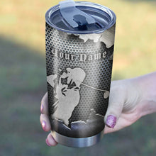 Load image into Gallery viewer, Custom name metal Golf Silhouette Stainless Steel Tumbler Cup - personalized golf gifts NQS3560