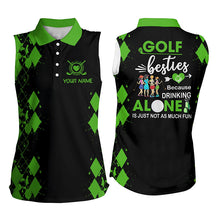 Load image into Gallery viewer, Womens sleeveless polo shirt custom golf besties drinking alone is just not as much fun| Multicolor NQS7139