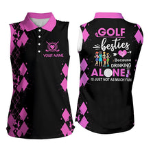 Load image into Gallery viewer, Womens sleeveless polo shirt custom golf besties drinking alone is just not as much fun| Multicolor NQS7139