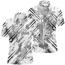 Load image into Gallery viewer, Black and white abstract line halftone pattern Mens disc golf polo shirts custom disc golf shirt NQS6809