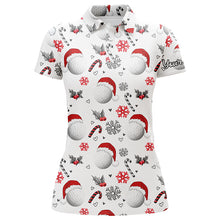 Load image into Gallery viewer, Funny Christmas golf ball pattern shirts custom Womens christmas golf shirt, Xmas golf tops for ladies NQS6820