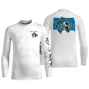 South Dakota fishing fish reaper skull custom name sun protection long sleeve fishing shirts NQS3892