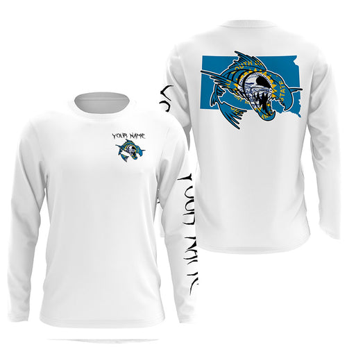 South Dakota fishing fish reaper skull custom name sun protection long sleeve fishing shirts NQS3892