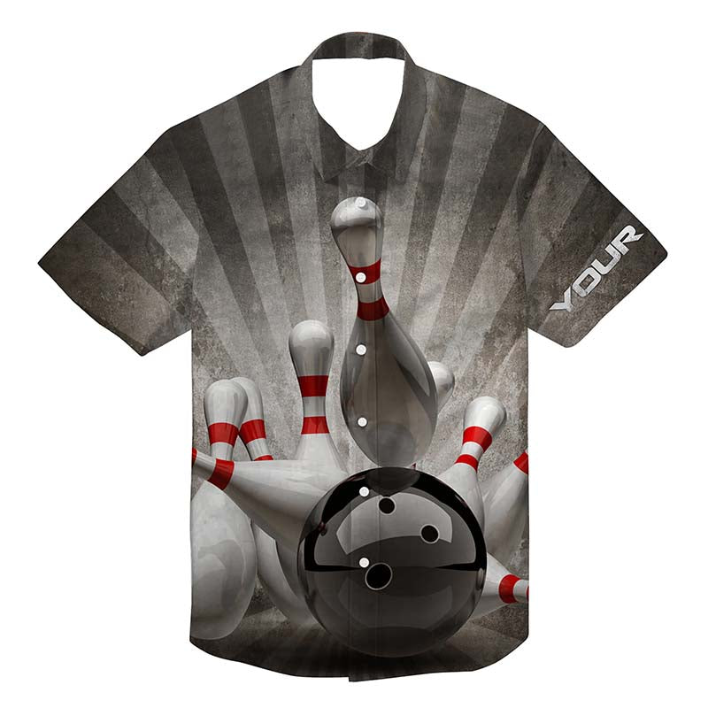 Custom Hawaiian bowling shirt for bowling – personalized team jersey front view