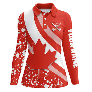 Womens golf polo shirts Red Canada flag maple leaf custom team golf shirts, Canadian patriot golf tops NQS7160