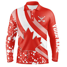 Load image into Gallery viewer, Mens golf polo shirts Red Canada flag maple leaf custom team golf shirts, Canadian patriot golf tops NQS7160