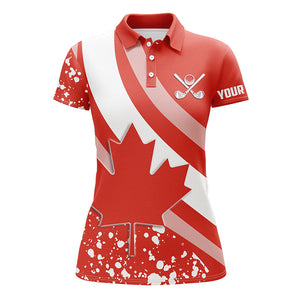 Womens golf polo shirts Red Canada flag maple leaf custom team golf shirts, Canadian patriot golf tops NQS7160