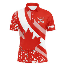 Load image into Gallery viewer, Mens golf polo shirts Red Canada flag maple leaf custom team golf shirts, Canadian patriot golf tops NQS7160