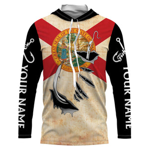 Florida Fishing 3D Fish Hook patriotic fish on UV protection custom name long sleeve fishing apparel NQS3588