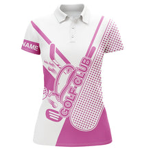 Load image into Gallery viewer, Pink and white Womens golf polo shirts custom golf club attire for women, golf gift for ladies NQS6358
