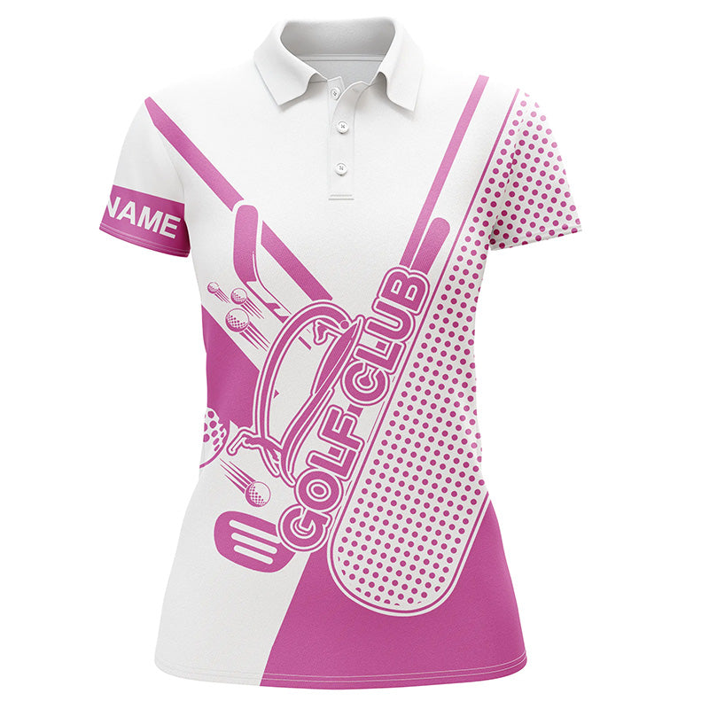 Pink and white Womens golf polo shirts custom golf club attire for women, golf gift for ladies NQS6358
