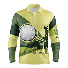 Load image into Gallery viewer, Green Mens golf polo shirts golf balls custom name golf shirts for men, gift for golf lovers NQS4315