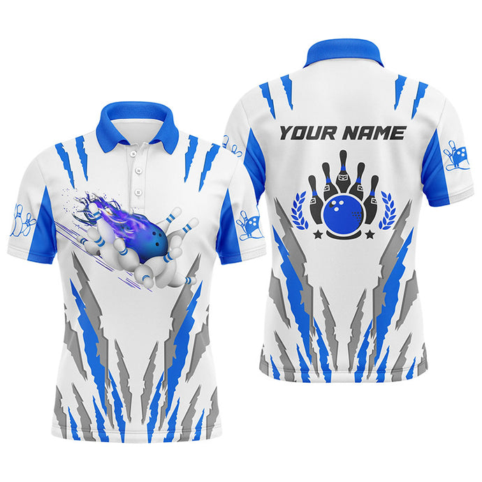 Custom White bowling shirt for men – personalized team jersey front view