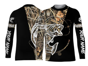 Personalized largemouth bass fishing tattoo black full printing shirts Customized Name Fishing Gift NQS283