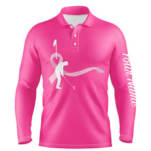 Load image into Gallery viewer, Breast Cancer Awareness golf shirts custom Mens golf polo shirts, pink ribbon golf shirts NQS6371