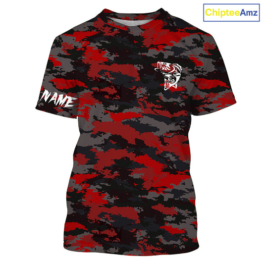 Bass fishing Red camouflage Custom fishing Shirts jersey - Custom camo fishing apparel NQS3212