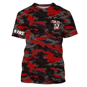 Bass fishing Red camouflage Custom fishing Shirts jersey - Custom camo fishing apparel NQS3212