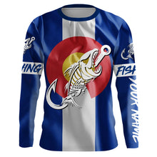 Load image into Gallery viewer, CO Fishing Custom Colorado Flag Fish hook skull Custom Name sun protection custom fishing shirts NQS3307