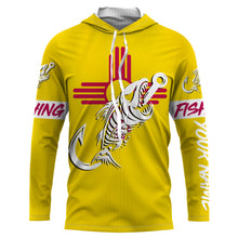 Load image into Gallery viewer, NM Fishing Custom New Mexico Flag Fish hook skull Custom Name sun protection custom fishing shirts NQS3309