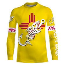 Load image into Gallery viewer, NM Fishing Custom New Mexico Flag Fish hook skull Custom Name sun protection custom fishing shirts NQS3309