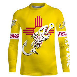 NM Fishing Custom New Mexico Flag Fish hook skull Custom Name sun protection custom fishing shirts NQS3309