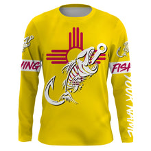 Load image into Gallery viewer, NM Fishing Custom New Mexico Flag Fish hook skull Custom Name sun protection custom fishing shirts NQS3309