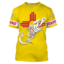 Load image into Gallery viewer, NM Fishing Custom New Mexico Flag Fish hook skull Custom Name sun protection custom fishing shirts NQS3309