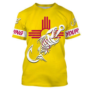 NM Fishing Custom New Mexico Flag Fish hook skull Custom Name sun protection custom fishing shirts NQS3309