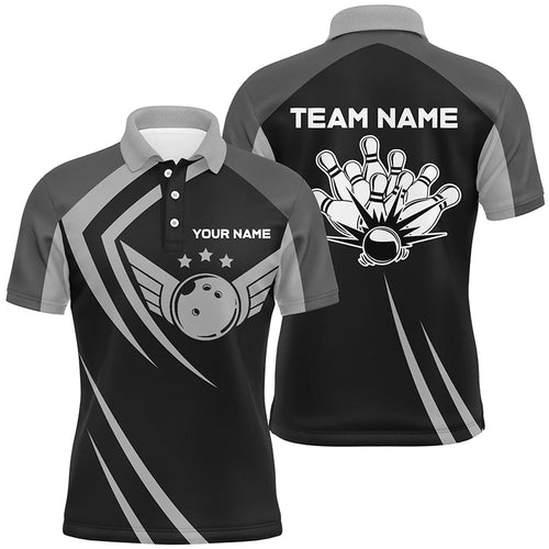 Black retro vintage Bowling polo shirts for men custom Bowling team League jerseys NQS6593