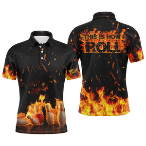 Men's bowling shirt This is how I roll custom Bowling Ball and Pins, custom bowling shirts for men NQS4333