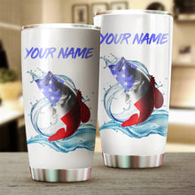 Load image into Gallery viewer, 1PC Bass Fishing American flag patriotic Custom name Stainless Steel Fishing Tumbler Cup, Personalized Fishing gift for Fishing lovers NQS2955