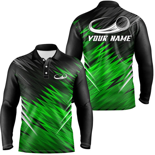 Mens golf polo shirts custom Green and black pattern shirt for mens, personalized golf gifts NQS6594