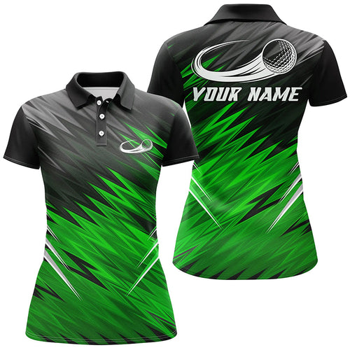 Women golf polo shirts custom Green and black pattern shirt for ladies, personalized golf gifts NQS6594