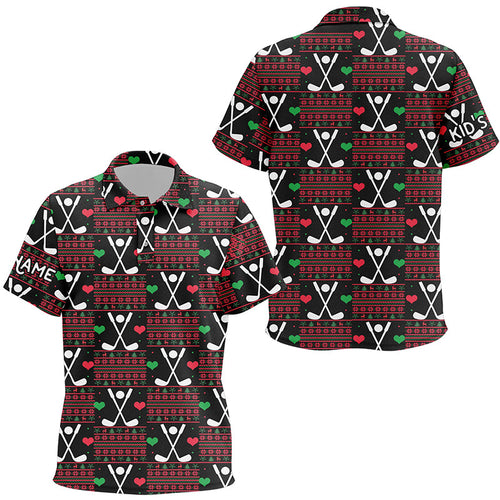 Kid golf polo shirts custom Christmas pattern shirt for Kid, personalized Christmas golf gifts NQS6603