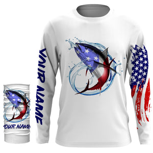 Tuna fishing American flag patriotic Custom Name UV protection UPF 30+ fishing jersey NQS2964