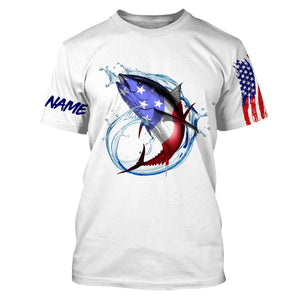 Tuna fishing American flag patriotic Custom Name UV protection UPF 30+ fishing jersey NQS2964