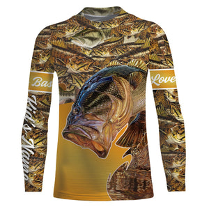 Largemouth Bass Fishing Camo Customize name All over print shirts, personalized fishing gift NQS475