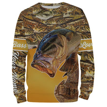 Load image into Gallery viewer, Largemouth Bass Fishing Camo Customize name All over print shirts, personalized fishing gift NQS475
