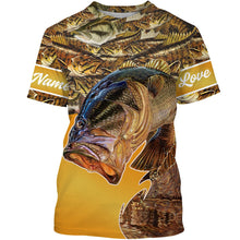 Load image into Gallery viewer, Largemouth Bass Fishing Camo Customize name All over print shirts, personalized fishing gift NQS475