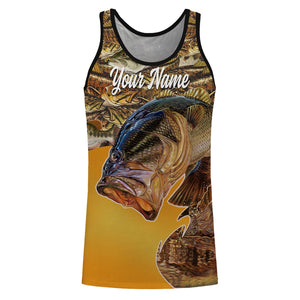 Largemouth Bass Fishing Camo Customize name All over print shirts, personalized fishing gift NQS475